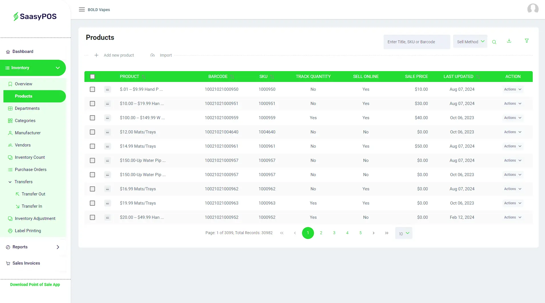 SaasyPOS screenshot